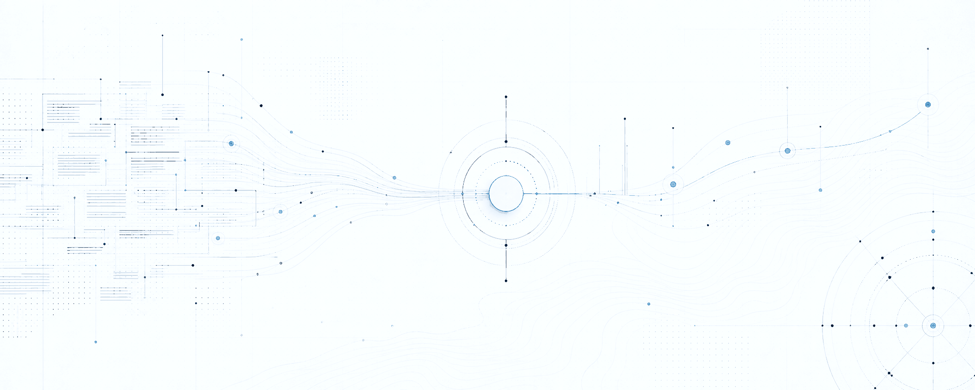 Abstract blue-graphite signal map showing CRM memory moving through an MCP access layer